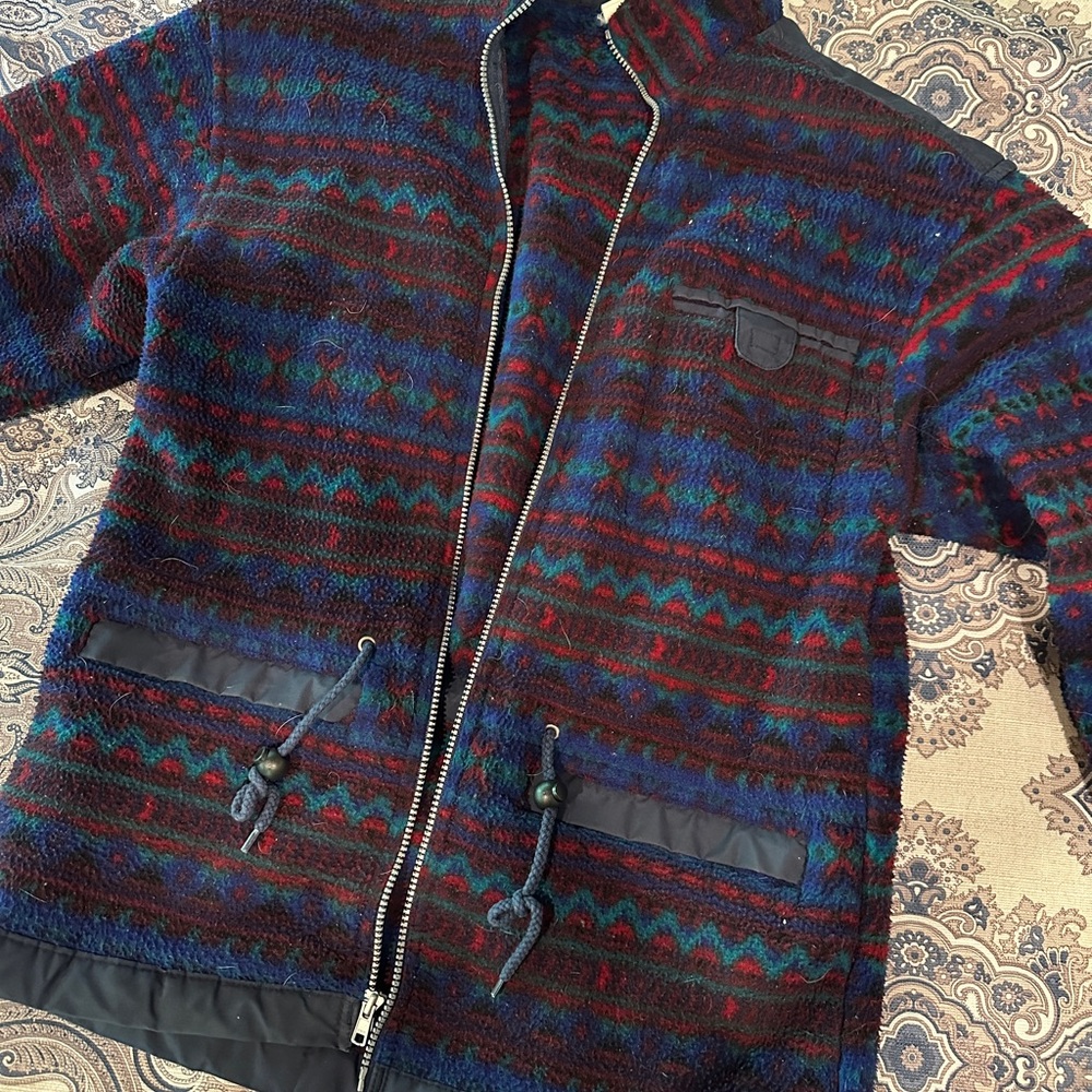 Multicolor Patterned Zip-Up Polar Fleece Jacket
